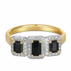 Pierścionek z czarnymi agatami i diamentami (R86092 Y BAG): 10 - zdjęcie: 3