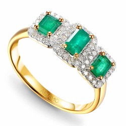 Pierścionek ze szmaragdami i diamentami (R86092 Y EM): 10 - zdjęcie: 2