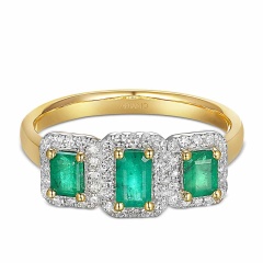 Pierścionek ze szmaragdami i diamentami (R86092 Y EM)