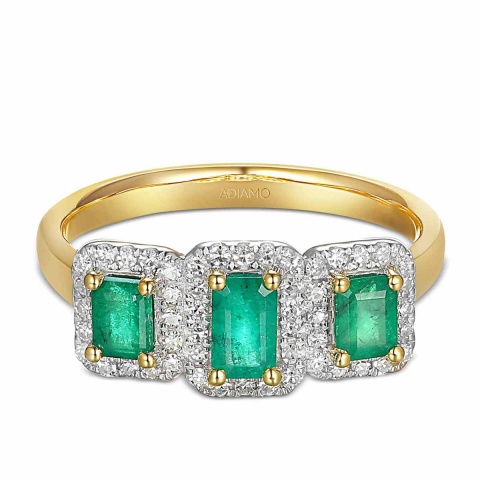 Pierścionek ze szmaragdami i diamentami (R86092 Y EM)