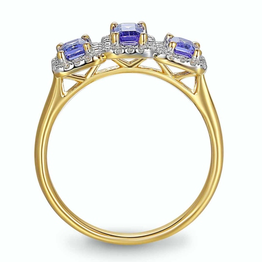 Pierścionek z tanzanitami i diamentami (R86092 Y T): 10