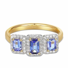 Pierścionek z tanzanitami i diamentami (R86092 Y T)