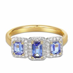 Pierścionek z tanzanitami i diamentami (R86092 Y T): 10 - zdjęcie: 3