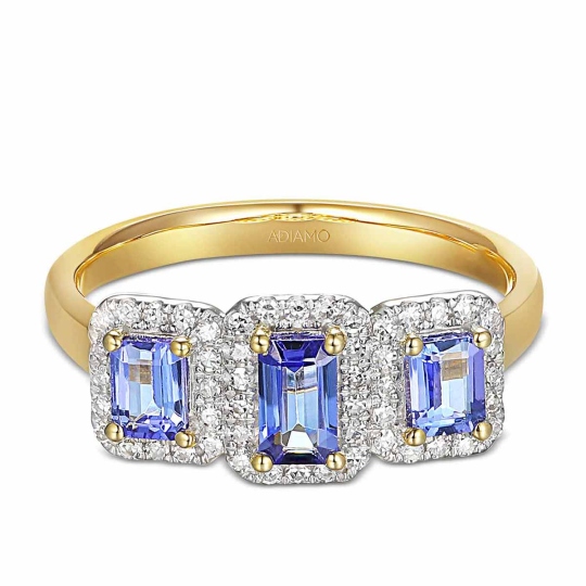 Pierścionek z tanzanitami i diamentami (R86092 Y T): 10