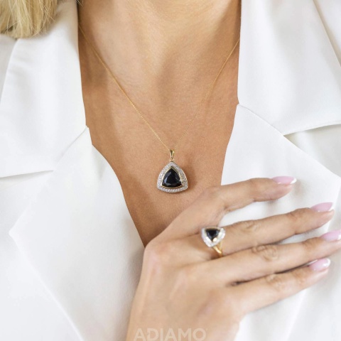 Zawieszka z czarnym agatem i diamentem (P56809 Y BAG)