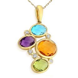 Zawieszka z kolorowymi kamieniami i diamentem (P39626 Y) - zdjęcie: 2