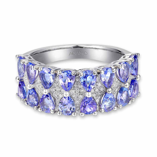 Pierścionek z tanzanitami i diamentami (R84144 W T): 10