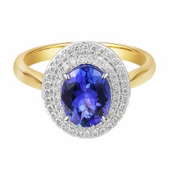 Pierścionek z tanzanitem i diamentami (R60405 YW T): 10 - zdjęcie: 4