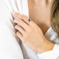 Pierścionek z tanzanitem i diamentami (R39446 YW T): 10 - zdjęcie: 3