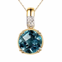 Zawieszka z london blue topazem i diamentami (P82457 Y LBT) - zdjęcie: 2