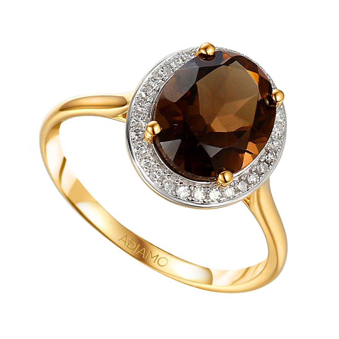 Pierścionek z kwarcem dymnym i diamentami (R62898 Y D SQ): 8