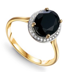 Pierścionek z czarnym agatem i diamentami (R62898 Y D BAG): 8 - zdjęcie: 2