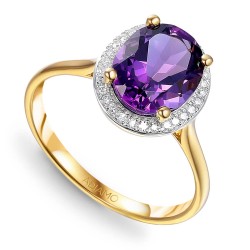 Pierścionek z ametystem i diamentami (R62898 Y D AM): 8 - zdjęcie: 2