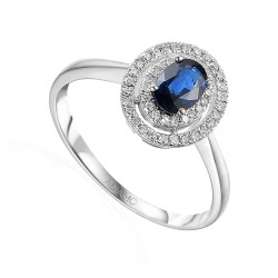 Pierścionek z szafirem i diamentami (R46247 W SA): 7 - zdjęcie: 2