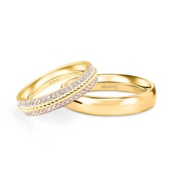 Obrączki ślubne, żółte złoto, diamenty, 4mm i 4mm (R86350 Y): 9, 25 - zdjęcie: 2