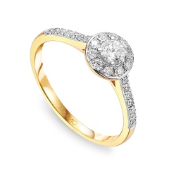 Pierścionek halo z diamentami (R40019 Y 0,18 ct)