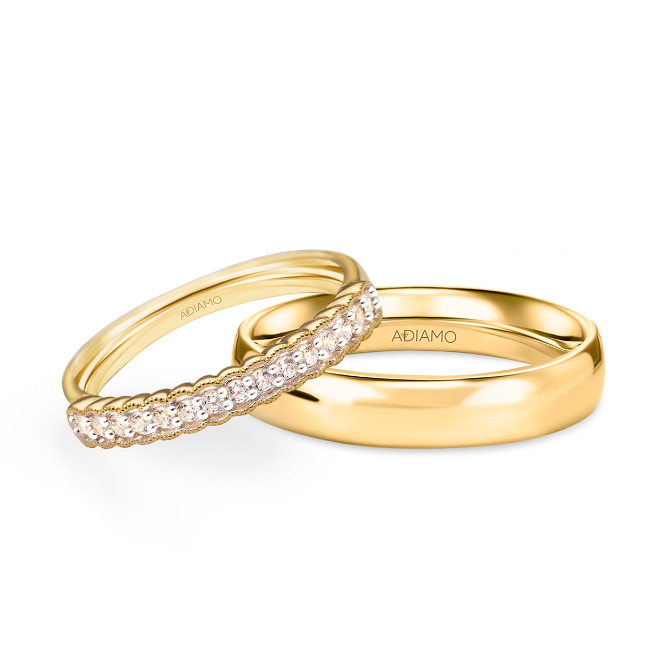 Obrączki ślubne, żółte złoto, diamenty, 2,7mm i 3mm (R83211 Y): 9, 25