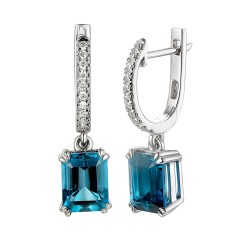 Kolczyki z london blue topazami i diamentami (E82483 W A LBT) - zdjęcie: 2