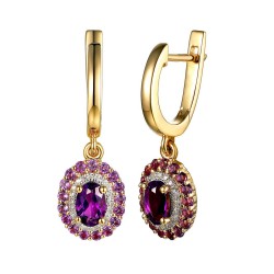 Kolczyki z ametystami i diamentami (E71860 Y A AM) - zdjęcie: 2