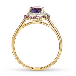 Pierścionek z ametystami i diamentami (R71860 Y AM): 8 - zdjęcie: 5