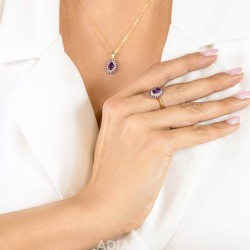 Pierścionek z ametystami i diamentami (R71860 Y AM): 8 - zdjęcie: 6