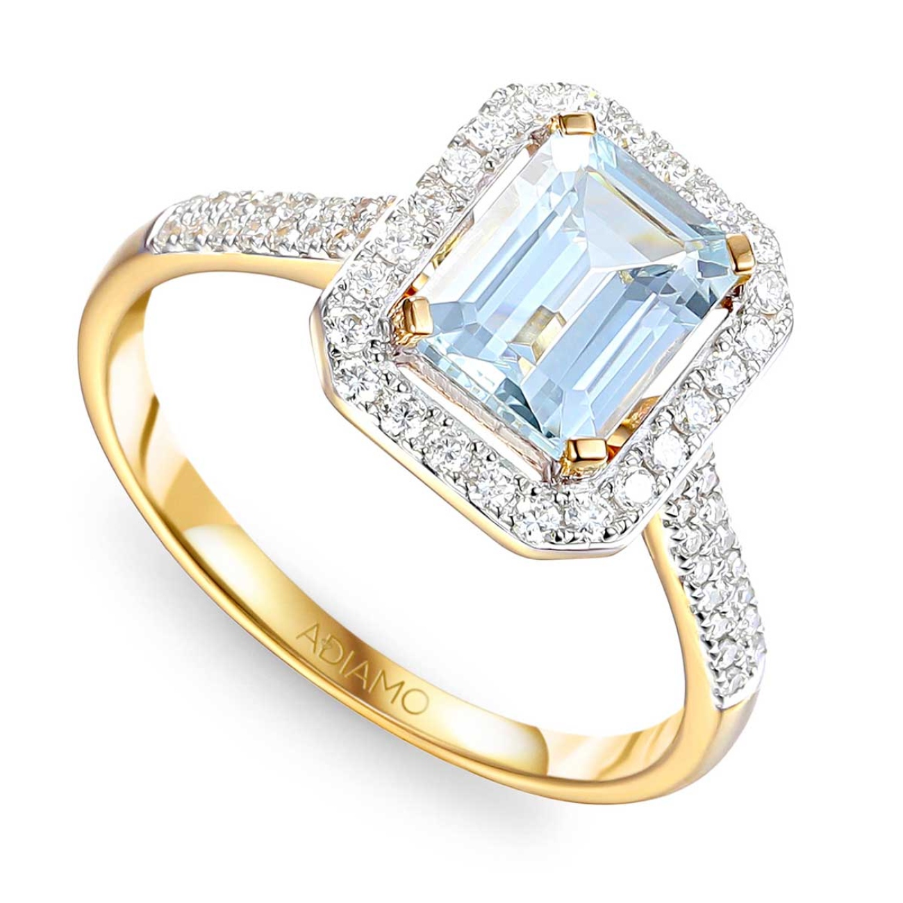 Pierścionek z akwamarynem i diamentami (R82005 Y AQ): 8