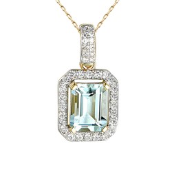 Zawieszka z akwamarynem i diamentami (P82005 Y AQ) - zdjęcie: 2