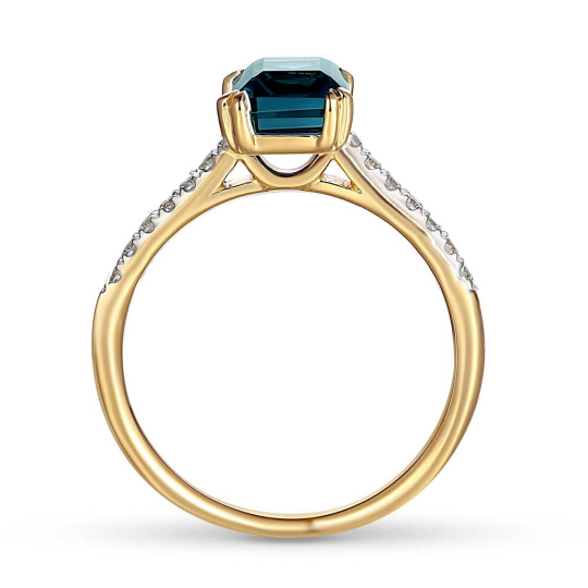 Pierścionek z london blue topazem i diamentami (R82483 Y LBT): 10