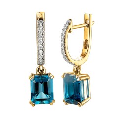 Kolczyki z london blue topazami i diamentami (E82483 Y A LBT) - zdjęcie: 2