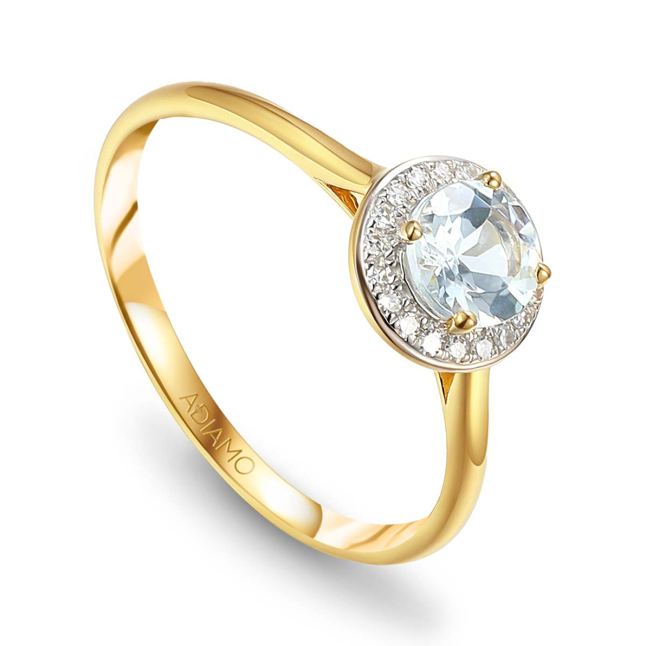 Pierścionek z akwamarynem i diamentami (R62900 Y M AQ): 8