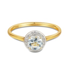 Pierścionek z akwamarynem i diamentami (R62900 Y M AQ)