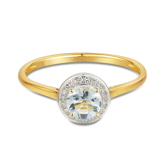 Pierścionek z akwamarynem i diamentami (R62900 Y M AQ): 8