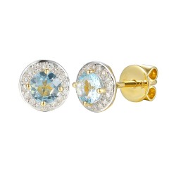 Kolczyki z akwamarynami i diamentami (E62900 Y S M AQ) - zdjęcie: 2