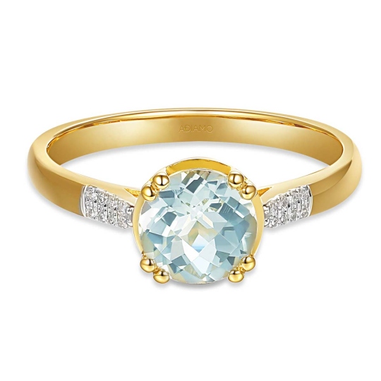 Pierścionek z akwamarynem i diamentami (R82457 Y AQ): 18