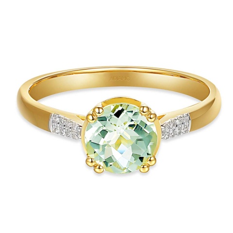 Pierścionek z zielonym ametystem i diamentami (R82457 Y GAM)