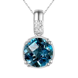 Zawieszka z london blue topazem i diamentami (P82457 W LBT) - zdjęcie: 2