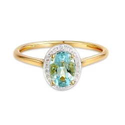 Pierścionek z akwamarynem i diamentami (R62898 Y M AQ): 8 - zdjęcie: 4