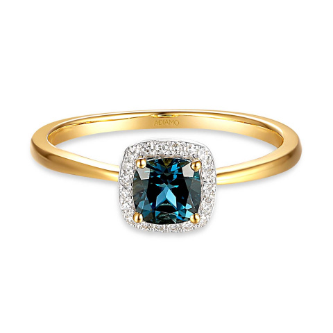 Pierścionek z london blue topazem i diamentami (R58266 Y LBT)