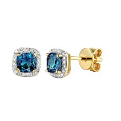 Kolczyki z london blue topazem i diamentami (E58266 Y S LBT) - zdjęcie: 2