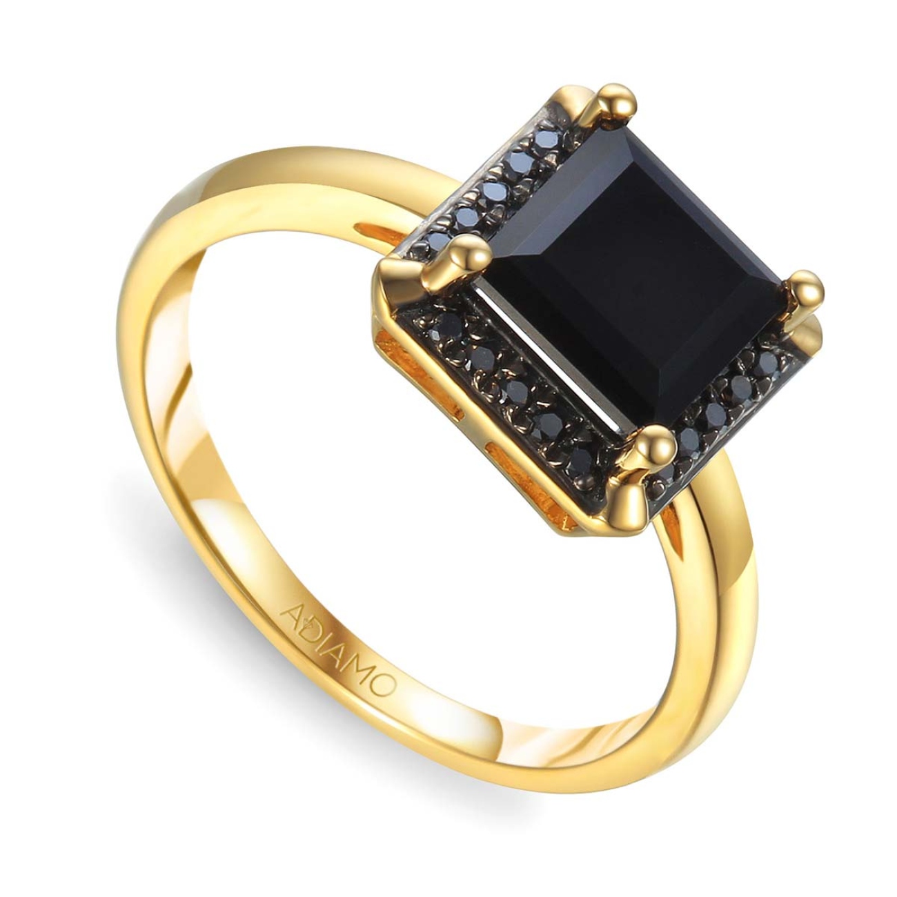 Pierścionek z czarnym agatem i czarnymi diamentami (R77951 Y BAG): 14