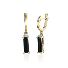 Kolczyki z czarnym agatem i diamentami (E82532 Y A BAG)