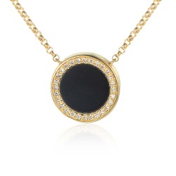 Naszyjnik z czarnym agatem i diamentami (N09429 Y BAG) - zdjęcie: 2
