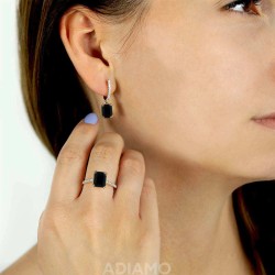 Pierścionek z czarnym agatem i diamentami (R82483 Y BAG): 10 - zdjęcie: 3