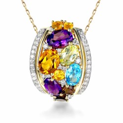 Zawieszka z kolorowymi kamieniami i diamentami (P43720 Y) - zdjęcie: 2