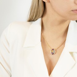 Zawieszka z kolorowymi kamieniami i diamentami (P43720 Y) - zdjęcie: 3