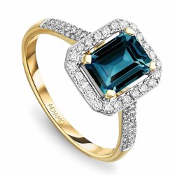 Pierścionek z London Blue Topazem i diamentami (R82005 Y LBT): 7 - zdjęcie: 2