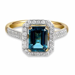 Pierścionek z London Blue Topazem i diamentami (R82005 Y LBT): 7 - zdjęcie: 3
