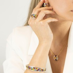 Bransoletka bangle z kolorowymi kamieniami i diamentami (B07077 Y G) - zdjęcie: 5