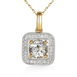 Zawieszka z białym topazem i diamentami (P88493 Y WT) - zdjęcie: 2