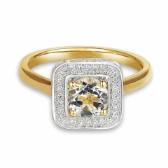 Pierścionek z białym topazem i diamentami (R88493 YW WT)